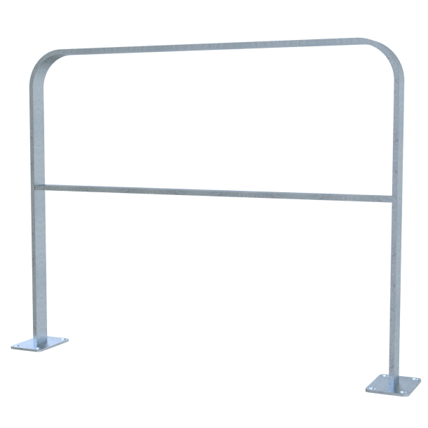 Lean-on hoop made of flat steel | 50 x 12 mm | in bent design | with cross bar | total width 1000 mm | hot-dip galvanized